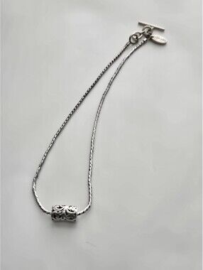 Beautiful Authentic Lois Hill 925 Sterling Silver Barrel Pendant Necklace